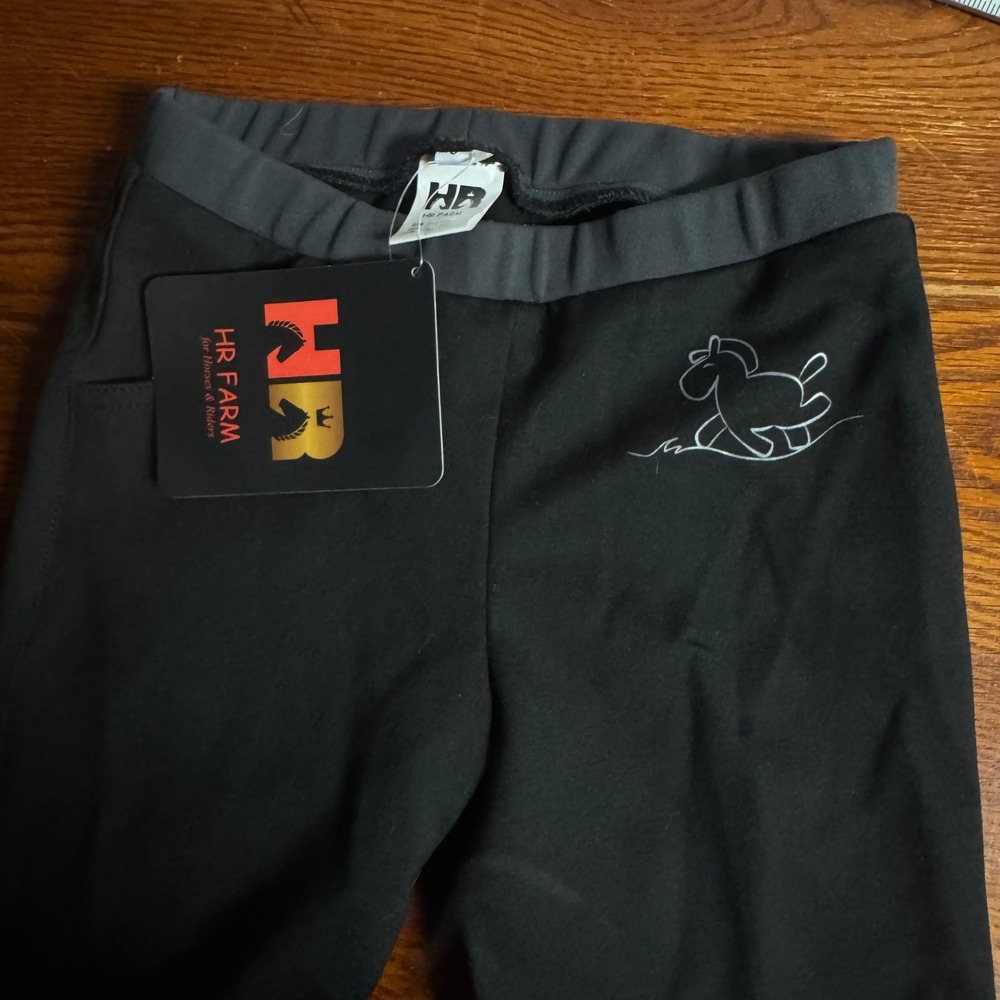 HR Farm Kids Horse Riding Breeches Black Silicone Full Seat Equestrian Pants 8